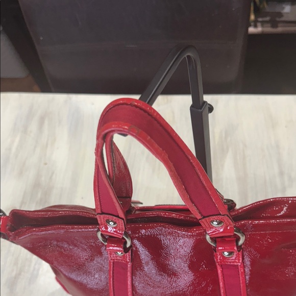 Coach Poppy Patent Leather Red Tote - Picture 9 of 12